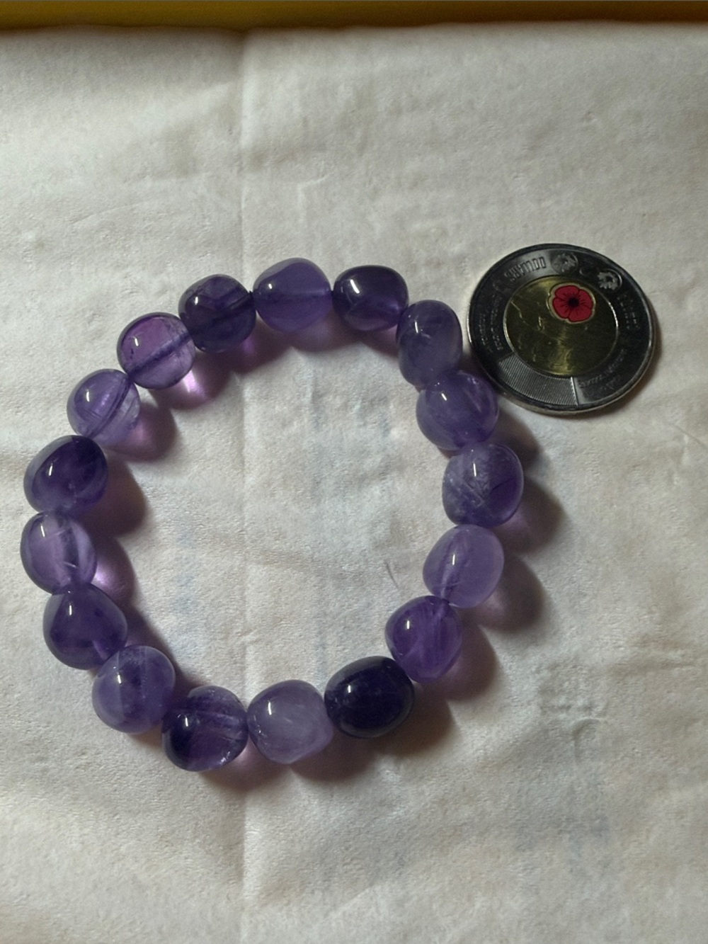 Purple Natural Amethyst Beaded Stretch Bracelet